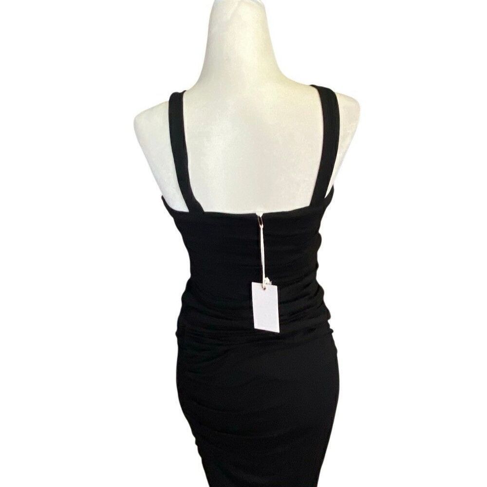 Good American Ruched Sleeveless Black Body Con Jersey Dress Size 3 Large New - Picture 4 of 7